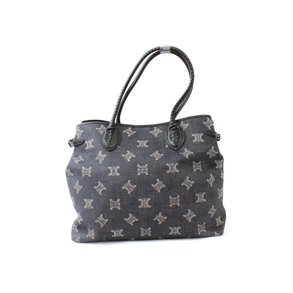 CELINE Denim Tote Bag Macadam Canvas Leather Travel